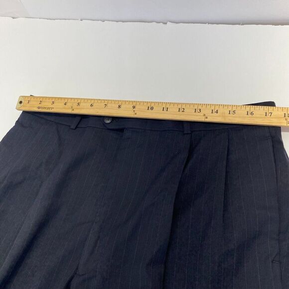 Mens Pleated Front Pants Back striped 93 % Wool 7% Cashmere Dry Clean 36X32 - Picture 8 of 12